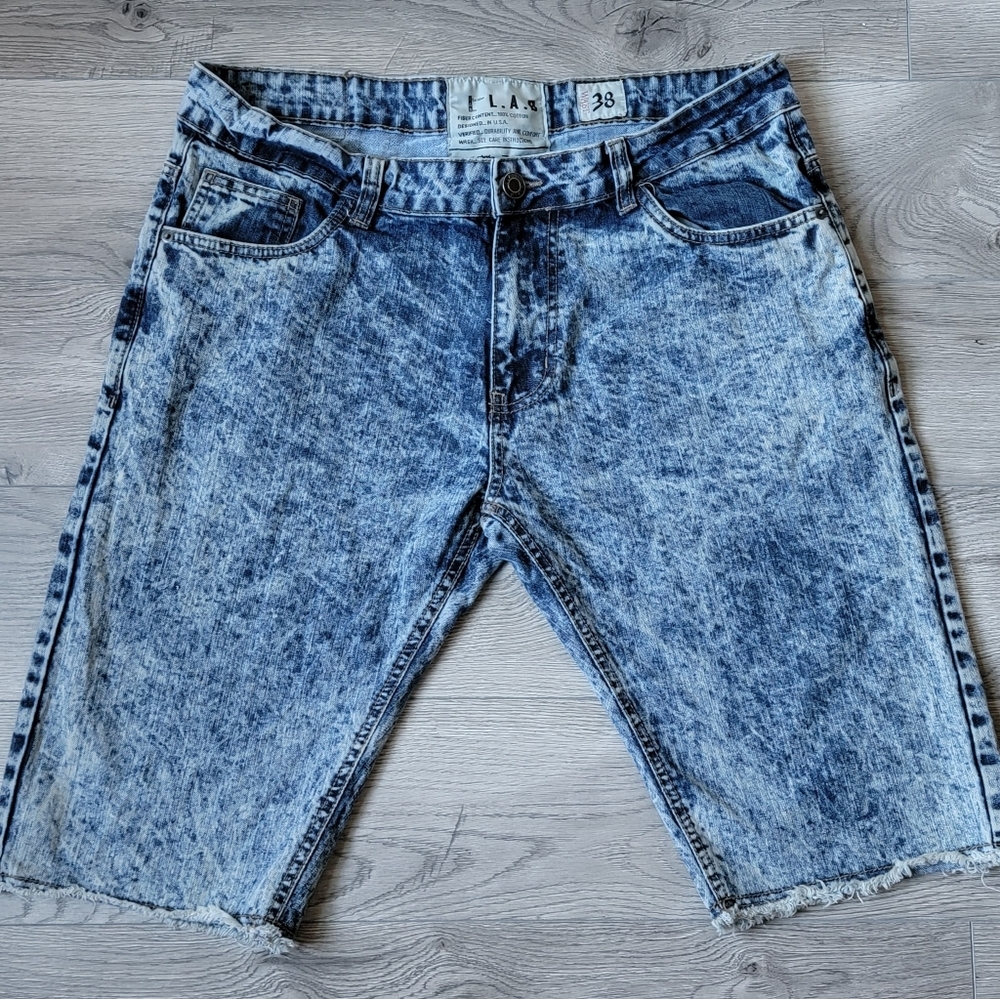 90s Acid Wash Low Rise Jean Shorts | Vintage Cut Off Denim Long Inseam Bermuda